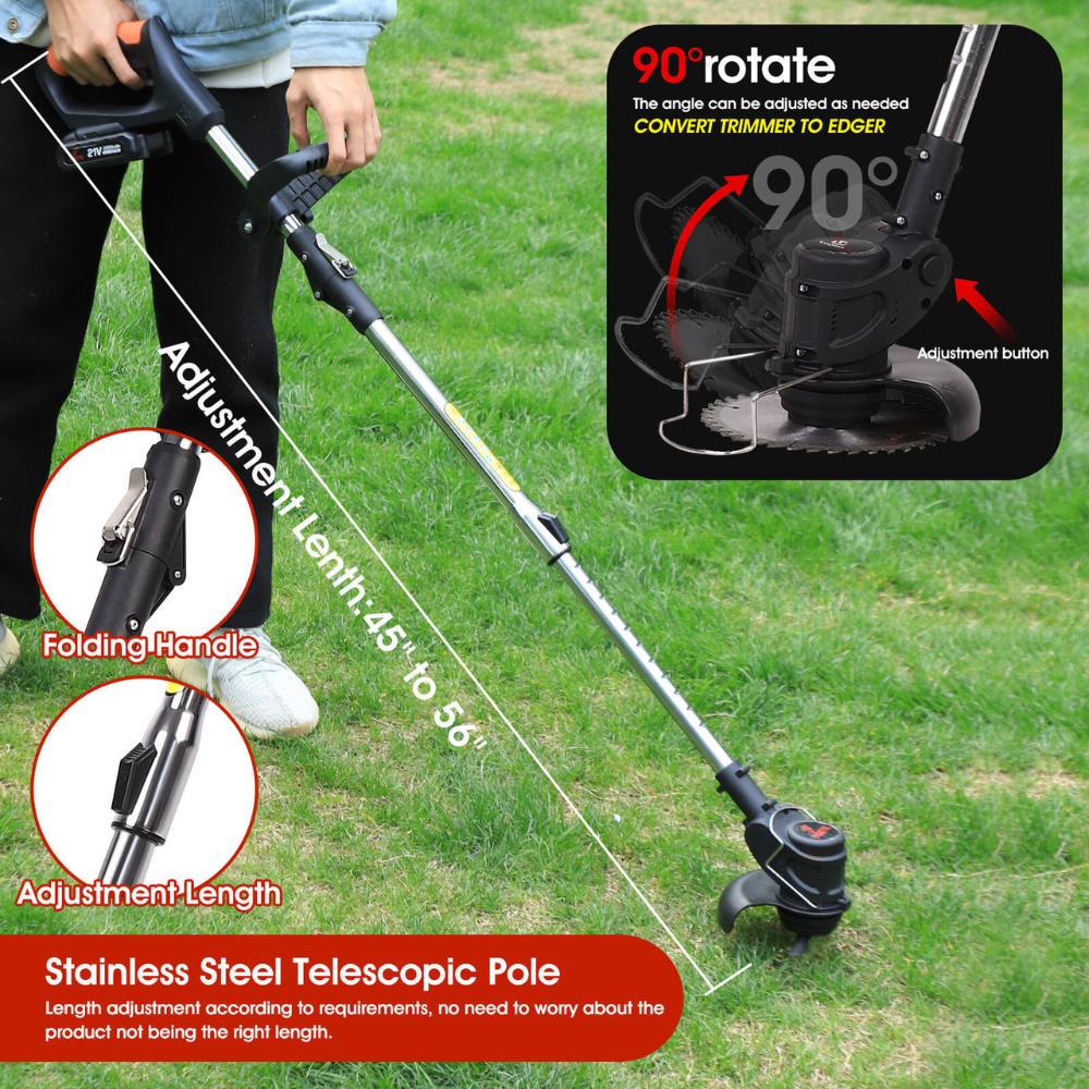3-in-1 Cordless Lawn Mower (With 16 Blades + 2 Batteries)