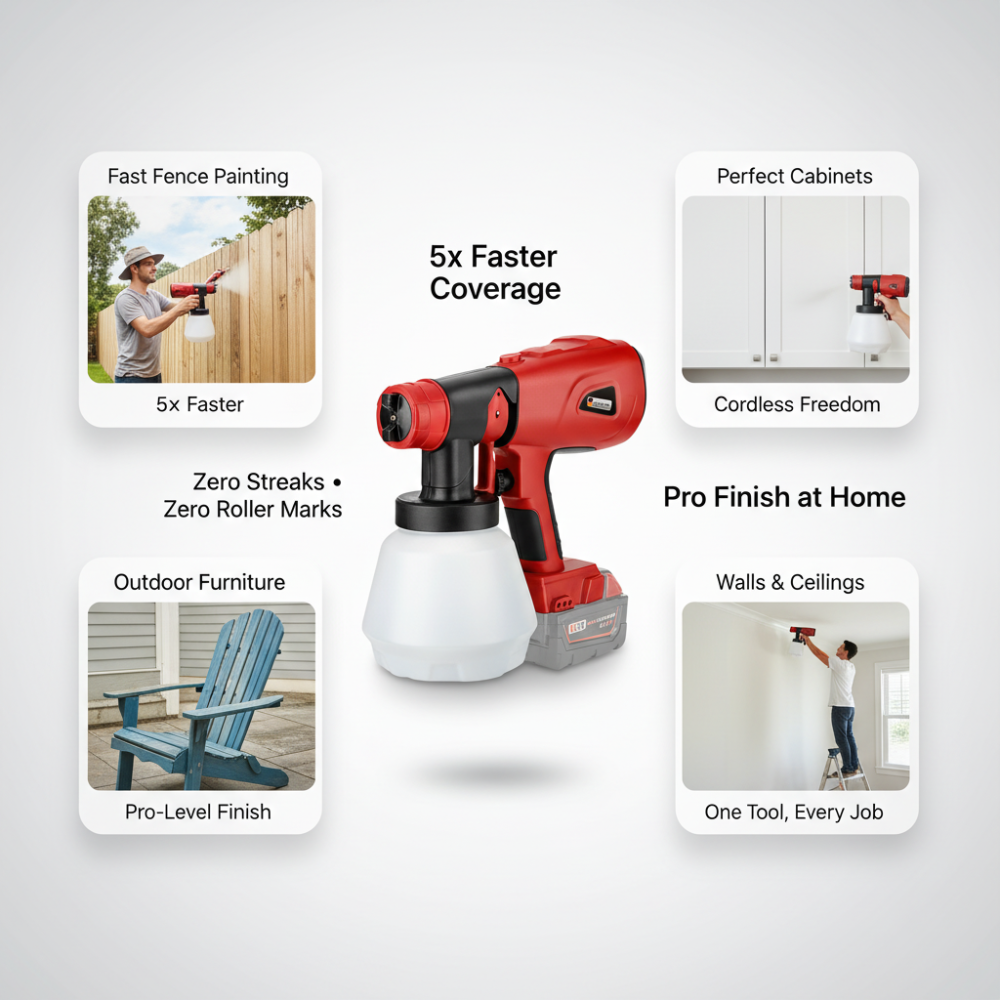 PaintPro™ Cordless Paint Sprayer – 1000ml Pot